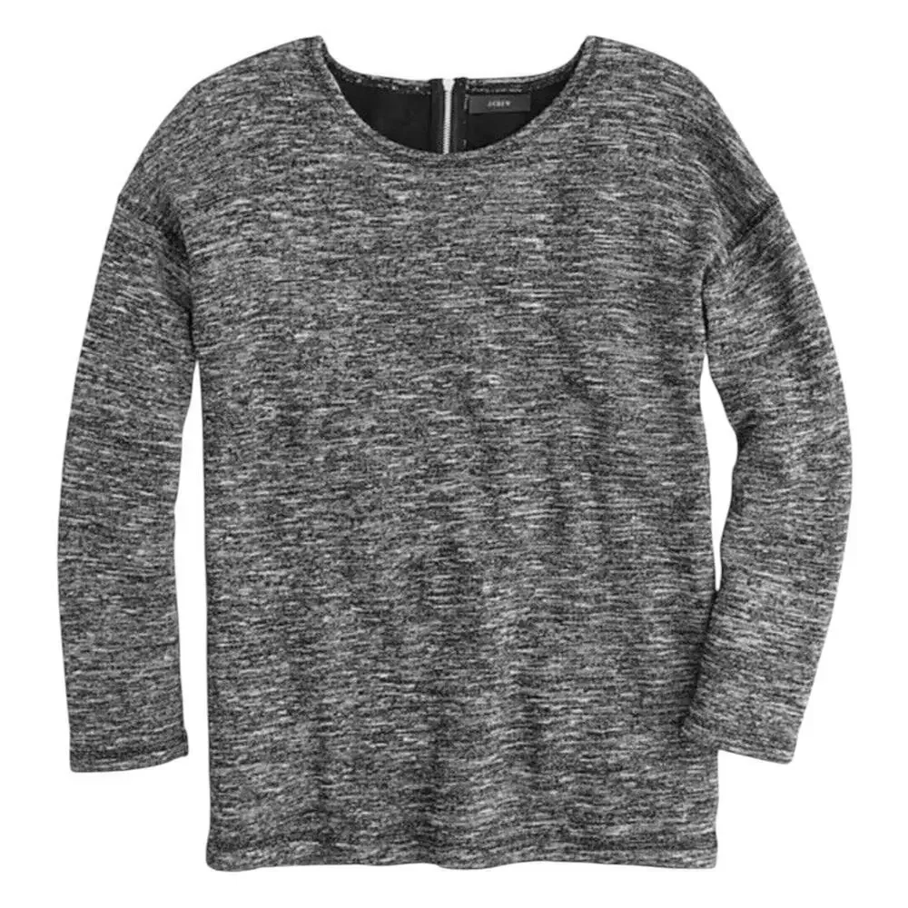 J. Crew Jaspe Wool Blend Sweater Tunic Marled Charcoal Gray Size XS